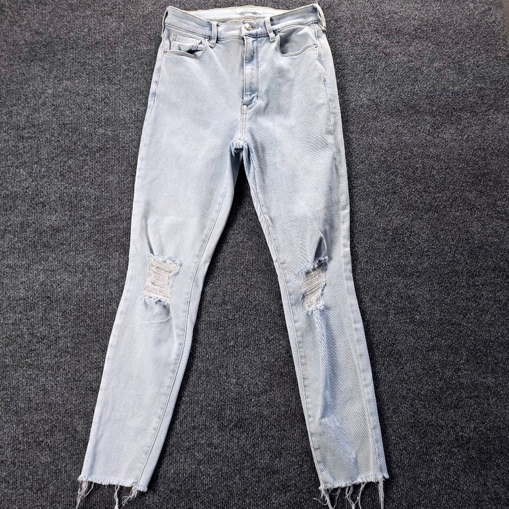 PacSun Super High Rise‎ Jegging Light Wash Distressed Raw Hem Jeans Size 26